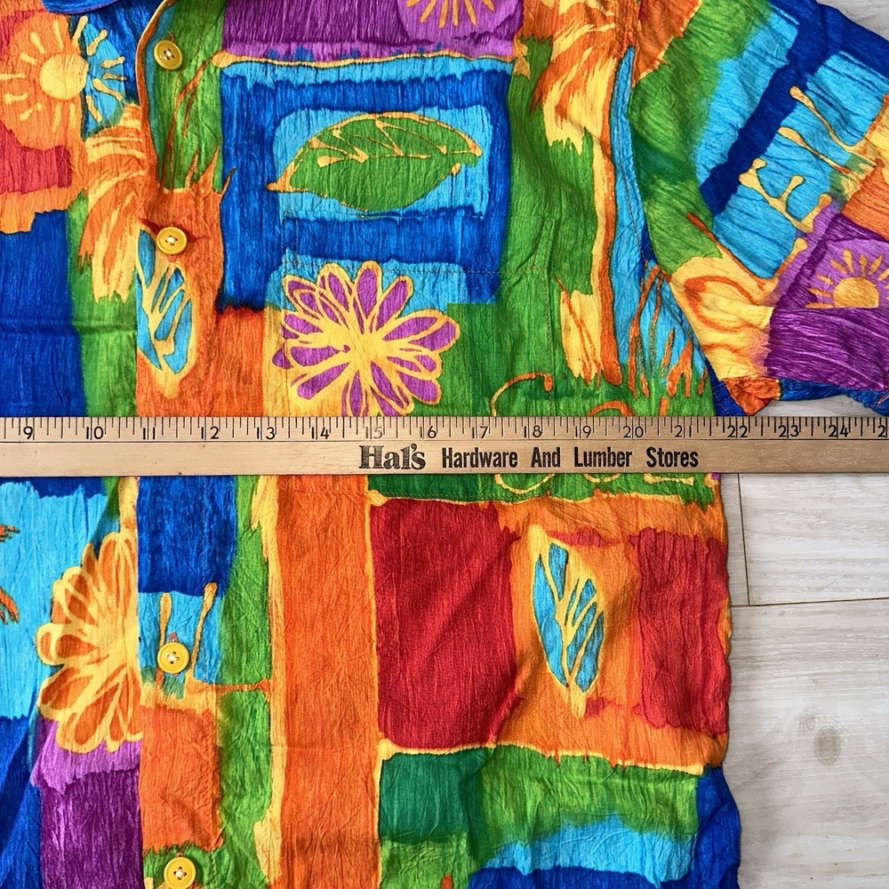 Vintage JAMS WORLD Rayon Button Up Shirt Men's L VIBRANT FLORAL Trisha - Picture 7 of 8
